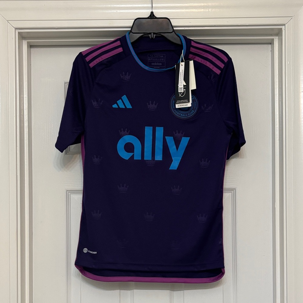 Adidas Kids Charlotte FC Soccer Jersey with Blue Accents
